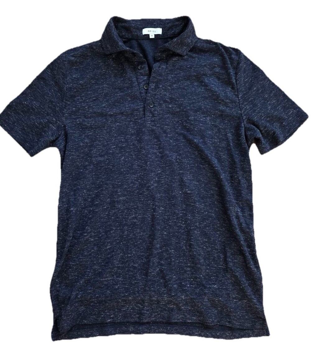 REISS Men's Elegant Short Sleeve Button T-Shirt Size M black A001031